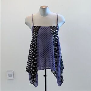 PJKincaid Polka Dot Spaghetti Strap Women Top - Purple and Black